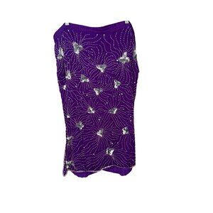 Vintage Plus Size Purple Sequin Embellished Skirt